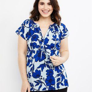 Motherhood Maternity Blue Floral Shirt / Blouse